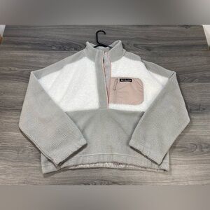 Columbia Lodge Sherpa Pullover Dove Sea Salt Crushed Clay Size XLarge XL Cropped